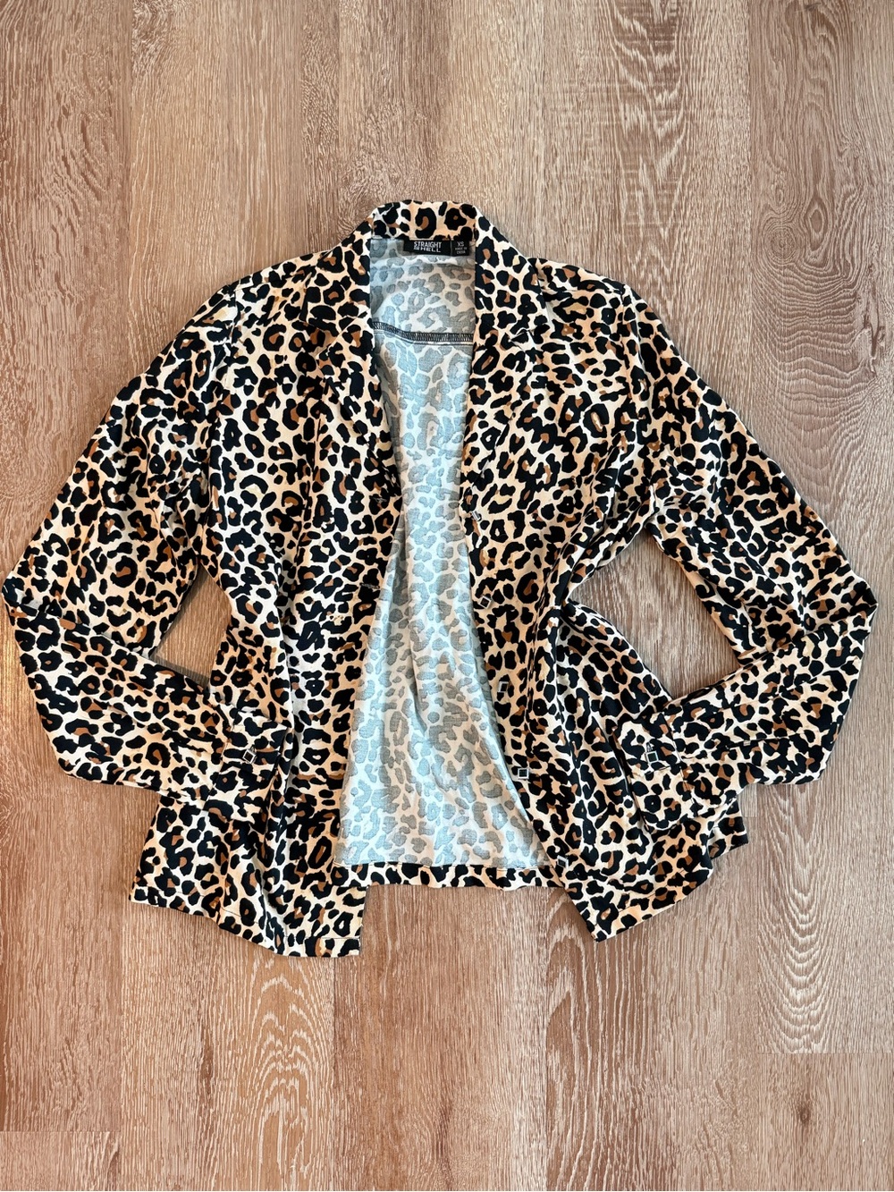 Straight to Hell apparel leopard print women’s button down blouse Size XS